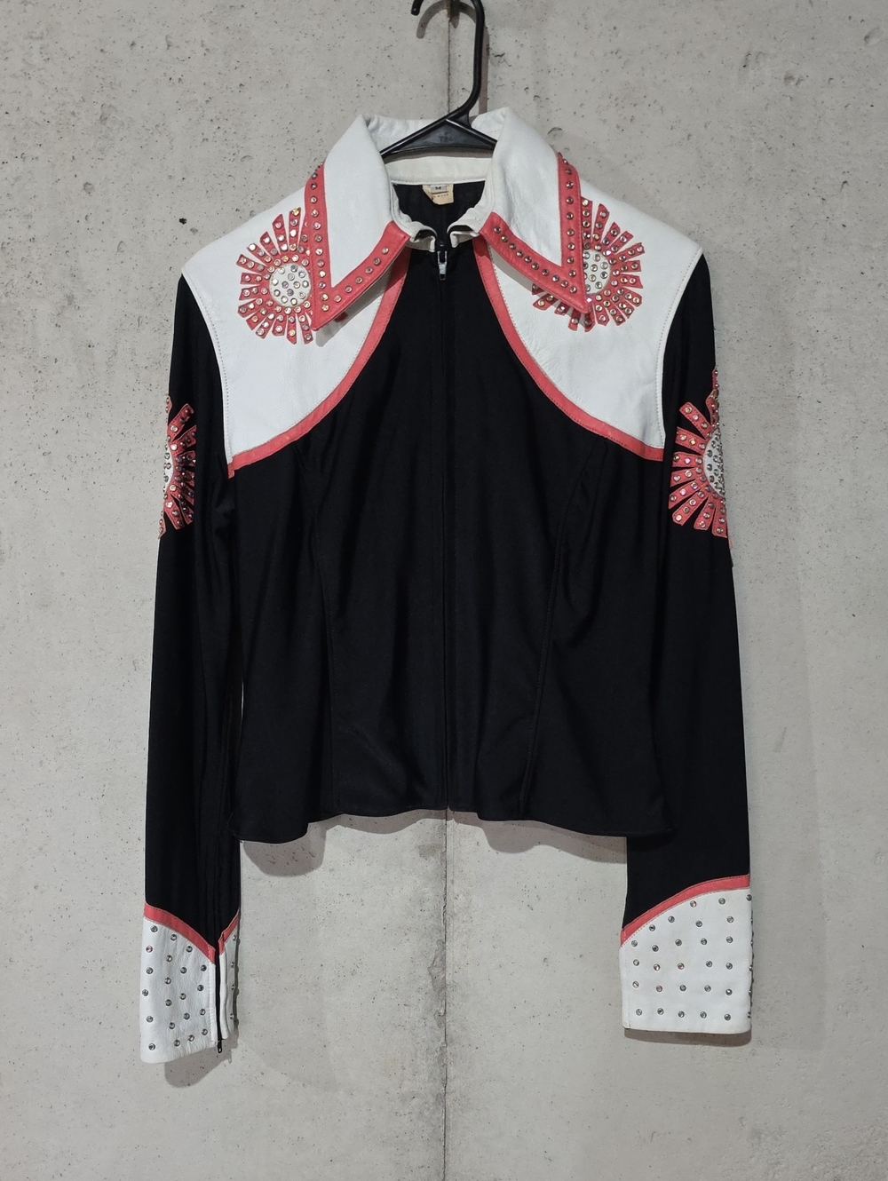 Black, White & Coral Rhinestone Show Shirt